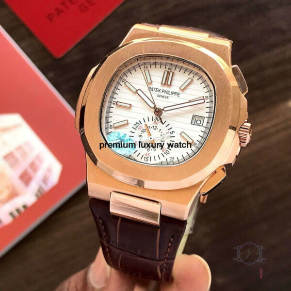 1 patek philippe nautilus white dial rose gold leather strap mens wrist watch 5980r001 1.jpg