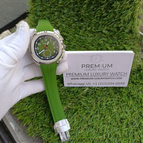 1 patek phillipe aquanaut silver case green strap watch mens wrist watch 1.jpg