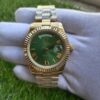1 rolex day date 41mm president yellow gold fluted bezel green roman dial mens watch 1.jpg