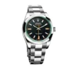 1 rolex milgauss green crystal stainless steel black dial smooth bezel oyster bracelet 116400gv 1.webp