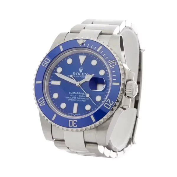 1 rolex submariner date white gold 40mm blue dial ceramic bezel oyster bracelet 116619lb 1.webp