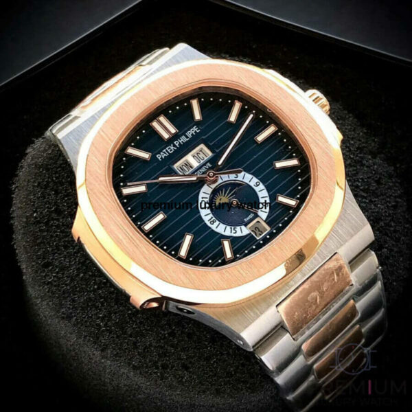 2 patek philippe nautilus 57261a blue dial rose gold silver stainless steel belt 1.jpg