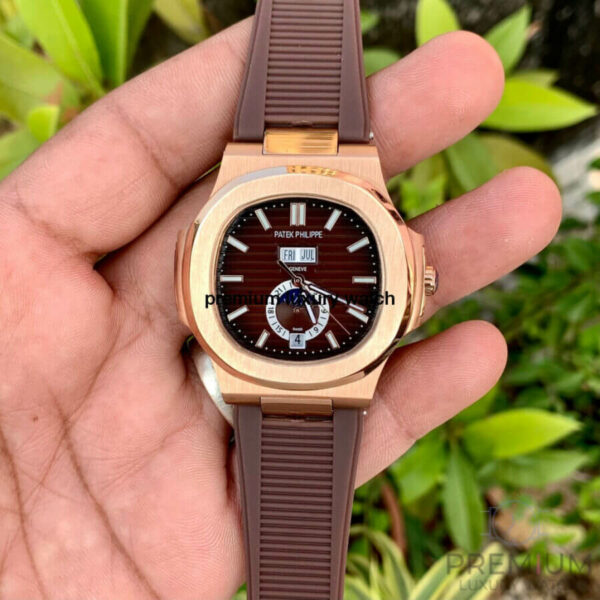 2 patek philippe nautilus blackbrown dial rose gold case brown silicone strap mens watch 5980r001 1.jpg