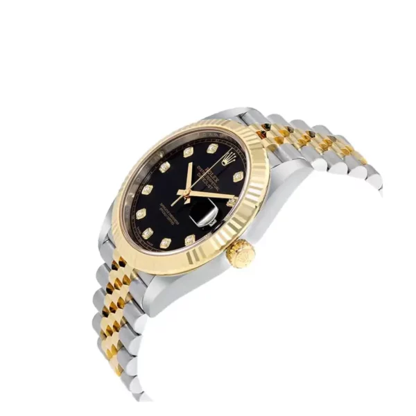 2 rolex datejust 41mm yellow goldsteel black diamond dial fluted bezel jubilee bracelet 126333 1.webp