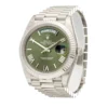 2 rolex daydate 40 olive green roman dial fluted bezel white gold president automatic mens watch 228239 1.webp