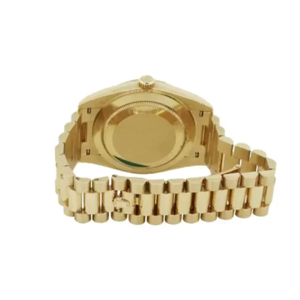 2 rolex daydate 40mm yellow gold silver diagonal motif index dial fluted bezel president bracelet 228238 1.webp