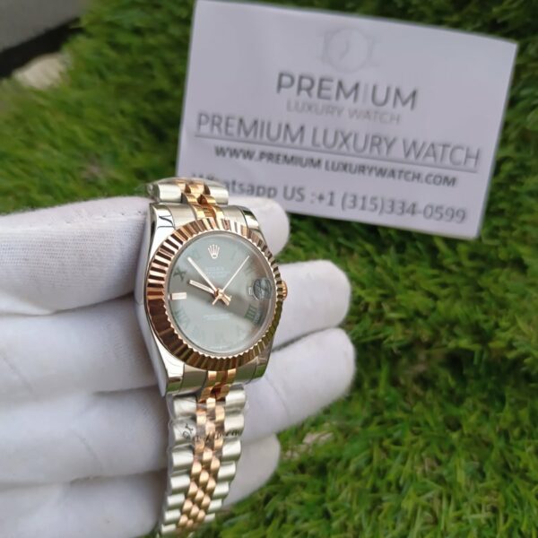 2 rolex lady datejust 31mm two tone rose gold roman dial wimbledon jubilee wrist watch 1.jpg