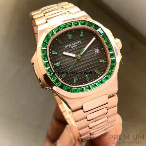 4 patek philippe nautilus 5711 green emerald bezel 405mm rose gold mens watch 1.jpg