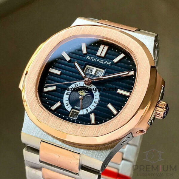 4 patek philippe nautilus 57261a blue dial rose gold silver stainless steel belt 1.jpg