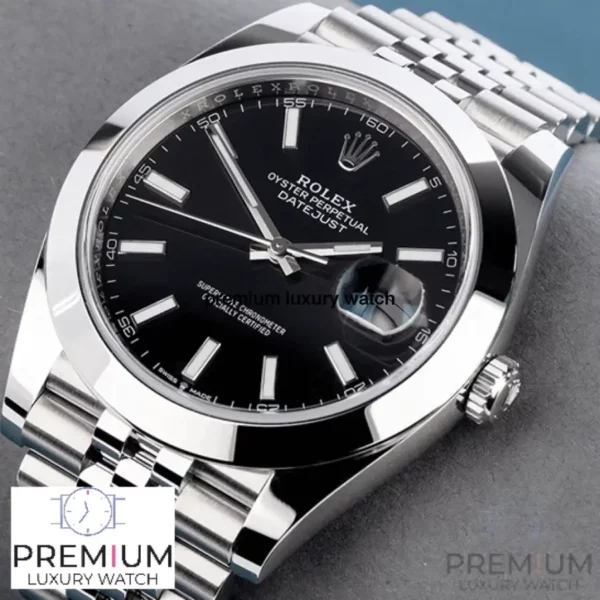 4 rolex datejust 41mm black dial smooth bezel steel mens wrist watch 126300 1.webp