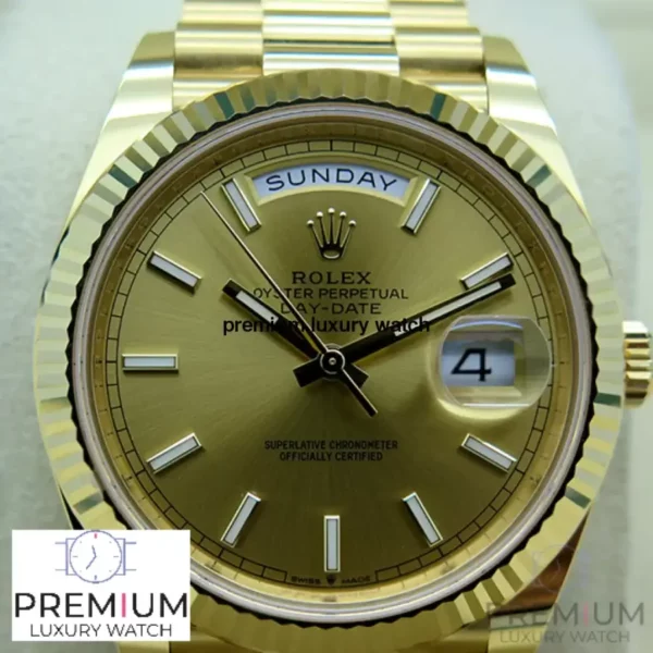 4 rolex daydate 40 champagne dial yellow gold president automatic mens watch 228238 1 2 1.webp