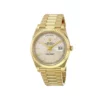 4 rolex daydate 40mm yellow gold silver diagonal motif index dial fluted bezel president bracelet 228238 1.webp