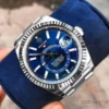 4 rolex skydweller stainless steel 42mm blue index dial fluted white gold bezel oyster bracelet 326934 1.webp