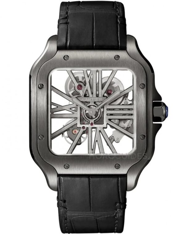 Cartier Santos Skeleton Black Steel Mens Watch WHSA0009 1.jpg