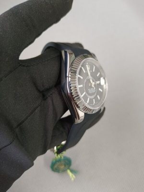 New Rolex Sky Dweller White Gold Bright Black Index Dial Fluted Bezel Oysterflex Rubber Strap 336239 3.jpg