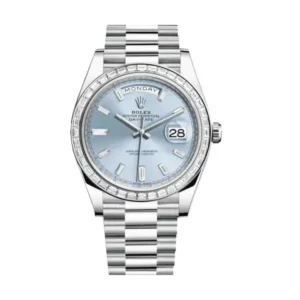 Rolex Daydate 40 Ice Blue Baguette Diamond Dial 40 Baguette Diamond Bezel President Automatic Mens Watch 228396 1.webp