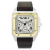 cartier santos 100xl chronograph large white dial two tone leather belt mens watch 1 1.webp