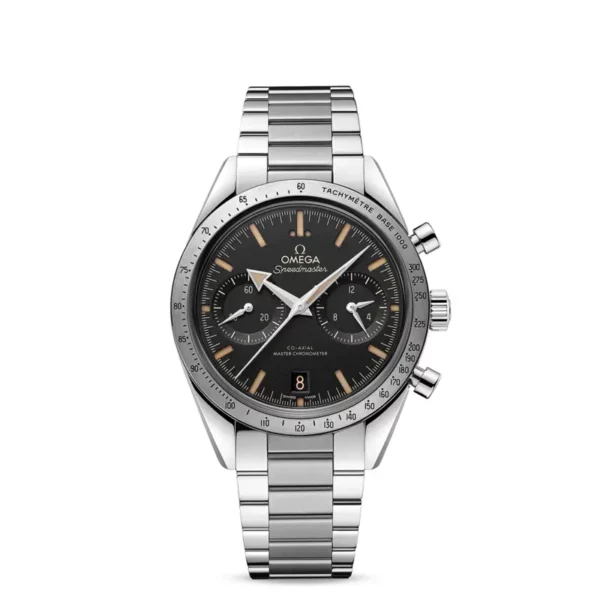 omega speedmaster57 coaxial master chronometer chronograph 405mm silver bezel black dial mens wrist watch 1.webp