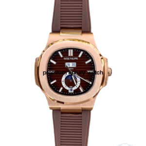 patek philippe nautilus blackbrown dial rose gold case brown silicone strap mens watch 5980r001 1.png