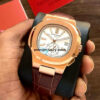 patek philippe nautilus white dial rose gold leather strap mens wrist watch 5980r001 1.jpg