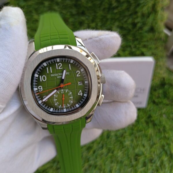 patek phillipe aquanaut silver case green strap watch mens wrist watch 1.jpg