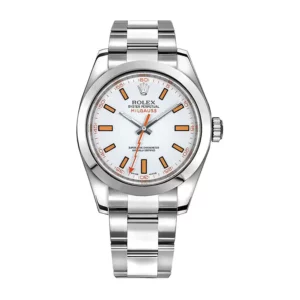 rolex 40mm milgauss mens automatic white dial watch 116400 1.webp