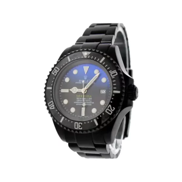 rolex black pvd sea dweller deepsea black blue dial stainless steel black boc coating oyster automatic mens watch 116660 replica wlyum.webp