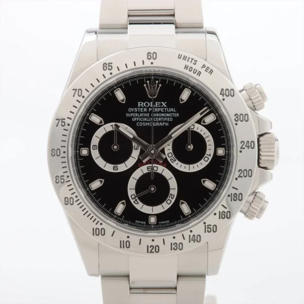 rolex cosmograph daytona 40 black dial bezel stainless steel oyster mens watch 116520 1.webp