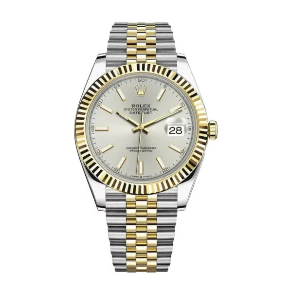 rolex datejust 126333 silver index jubilee 41mm steel and yellow gold mens watch 1.webp