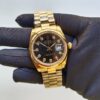 rolex datejust 36mm yellow gold black diamond dial president bracelet mens watchunisex wrist watch replica wwlot.jpg