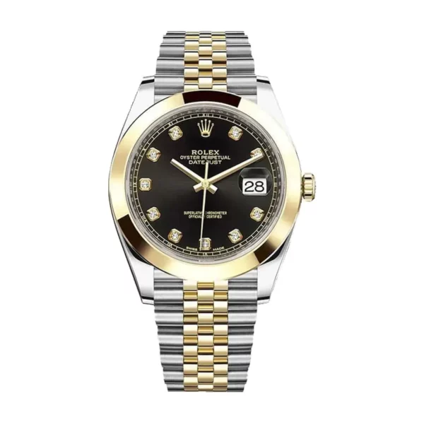 rolex datejust 41 black diamond dial steel and yellow gold oyster mens watch 126303 1.webp