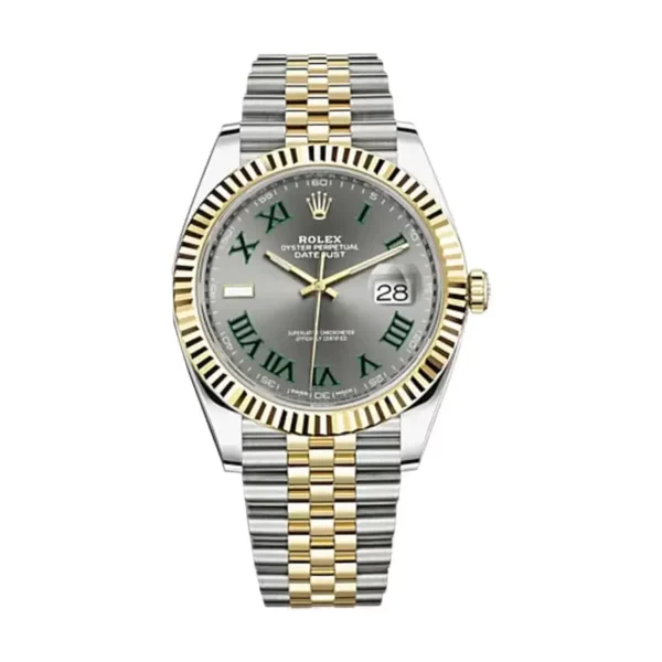 rolex datejust 41mm slate roman dial fluted bezel yellow gold jubilee mens watch 126333 high qualitywith box 1.webp