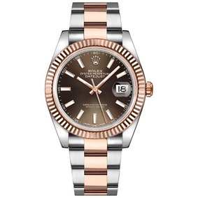 rolex datejust 41mm two tone rose gold black dial oyster bracelet watch rp64c.jpg