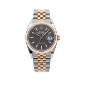 rolex datejust 41mm two tone rose gold black grey dial oyster perpetual jubilee bracelet watch 1.webp