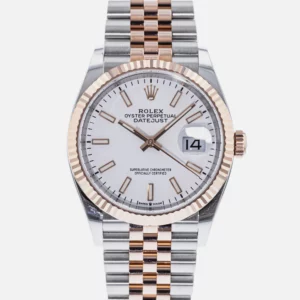 rolex datejust 41mm two tone white dial oyster perpetual watch 1.webp