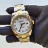 rolex datejust 41mm two tone white slate roman dial smooth bezel oyster bracelet watch replica hsd2a.jpg