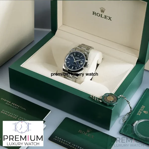 rolex datejust 41mm white gold stainless steel blue dial oyster bracelet wrist watch 126334 replica e1jmh.webp