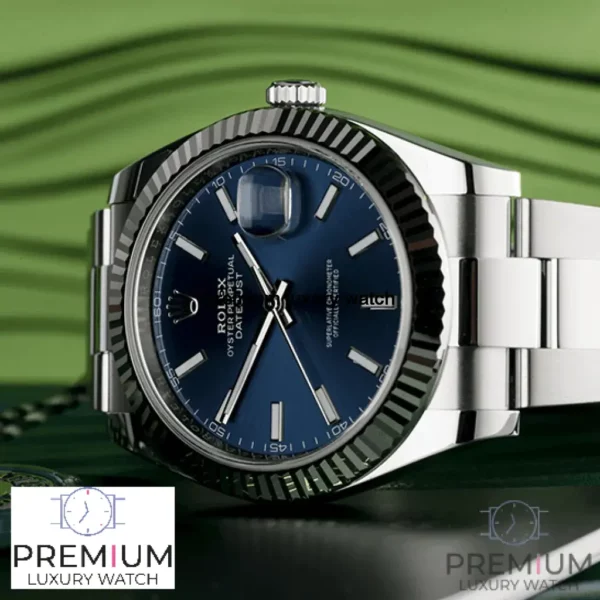 rolex datejust 41mm white gold stainless steel blue dial oyster bracelet wrist watch 126334 replica tzkcn.webp