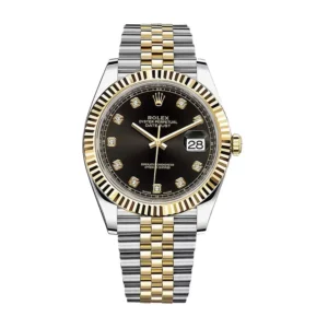 rolex datejust 41mm yellow goldsteel black diamond dial fluted bezel jubilee bracelet 126333 replica ljmbs.webp