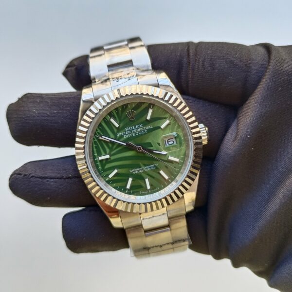 rolex datejust olive green palm motif dial 41mm oyster stainless steel bracelet wrist mens watch replica dwbsl.jpg