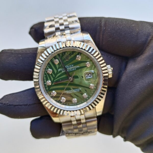 rolex datejust olive green palm motif diamond dial 41mm jubilee stainless steel wrist mens watch replica nheqb.jpg