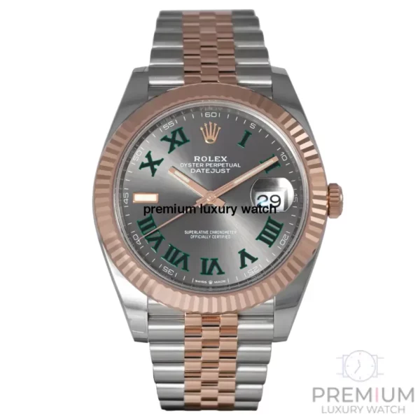 rolex datejust two tone everose gold wimbledon dial jubilee bracelet wrist watch 126331 1.webp