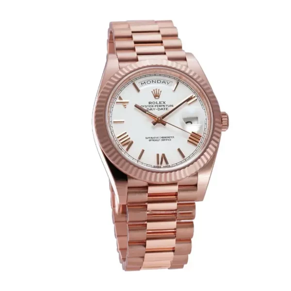 rolex day date 228235 white roman 41mm everose gold watch replica 6e99d.webp