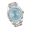 rolex day date 40 ice blue baguette diamond dial 40 baguette diamond bezel president automatic mens watch 228396 replica prugf.webp