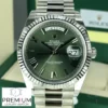 rolex day date 40 olive green roman dial fluted bezel white gold president automatic mens watch 228239 replica u9lrn.webp