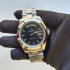 rolex day date 40mm platinum black diamond dial smooth bezel president bracelet 228206 replica ywjev.jpg