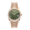 rolex day date 40mm president rose gold fluted bezel green roman dial mens watch 1.webp