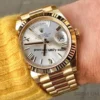 rolex day date 40mm yellow gold white roman dial fluted bezel president bracelet 228238 replica lldvy.webp