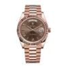 rolex day date 41mm president rose gold fluted bezel chocolate roman dial mens watch 228235 1 1.webp