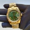 rolex day date 41mm president yellow gold fluted bezel green roman dial mens watch replica pp9p0.jpg